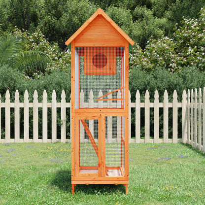Vidaxl Casita Para Pájaros Madera Maciza Pino Marrón 60x58,5x160 Cm_1