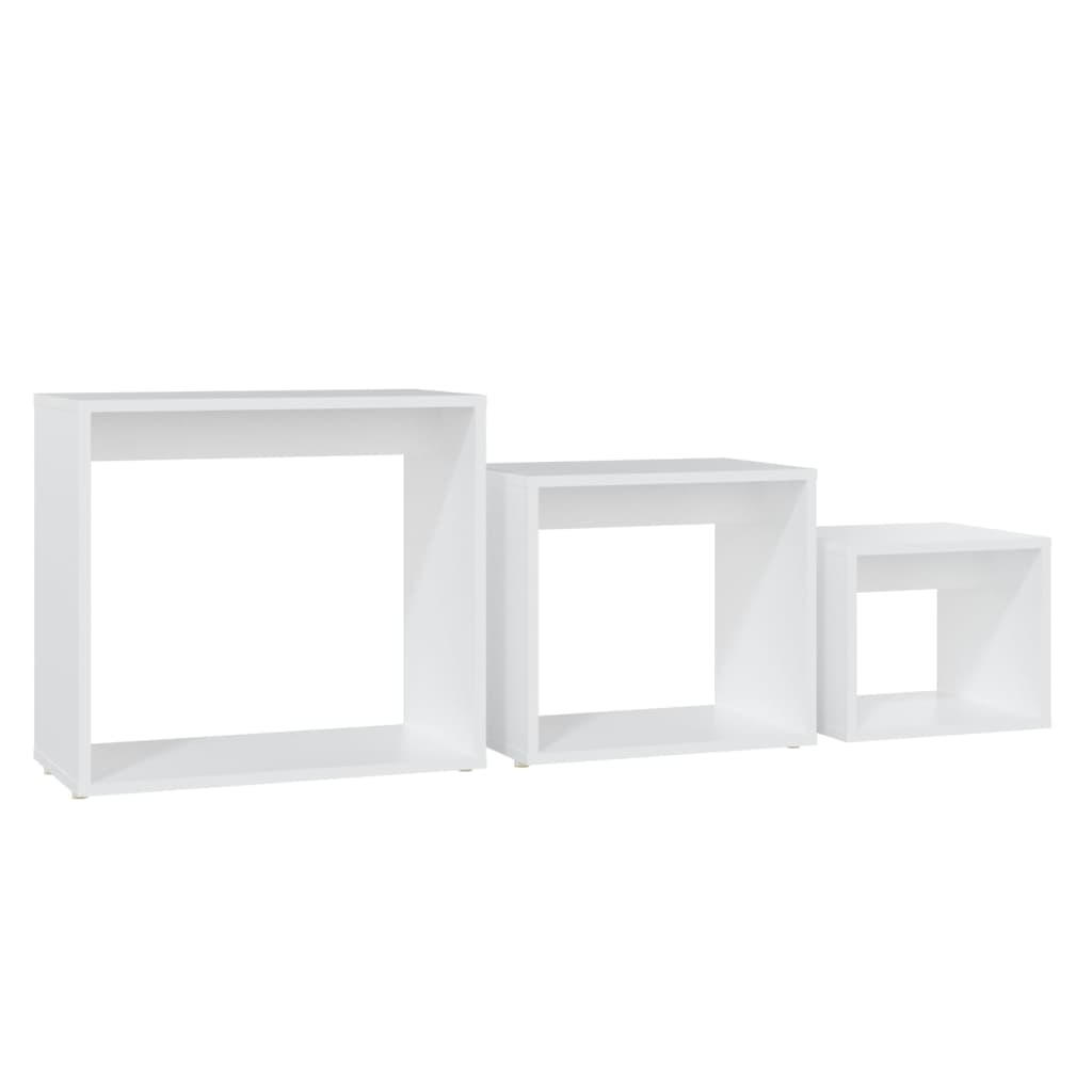 Mesas Apilables 3 Piezas Madera Contrachapada Blanco_3