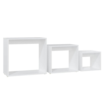 Mesas Apilables 3 Piezas Madera Contrachapada Blanco_3