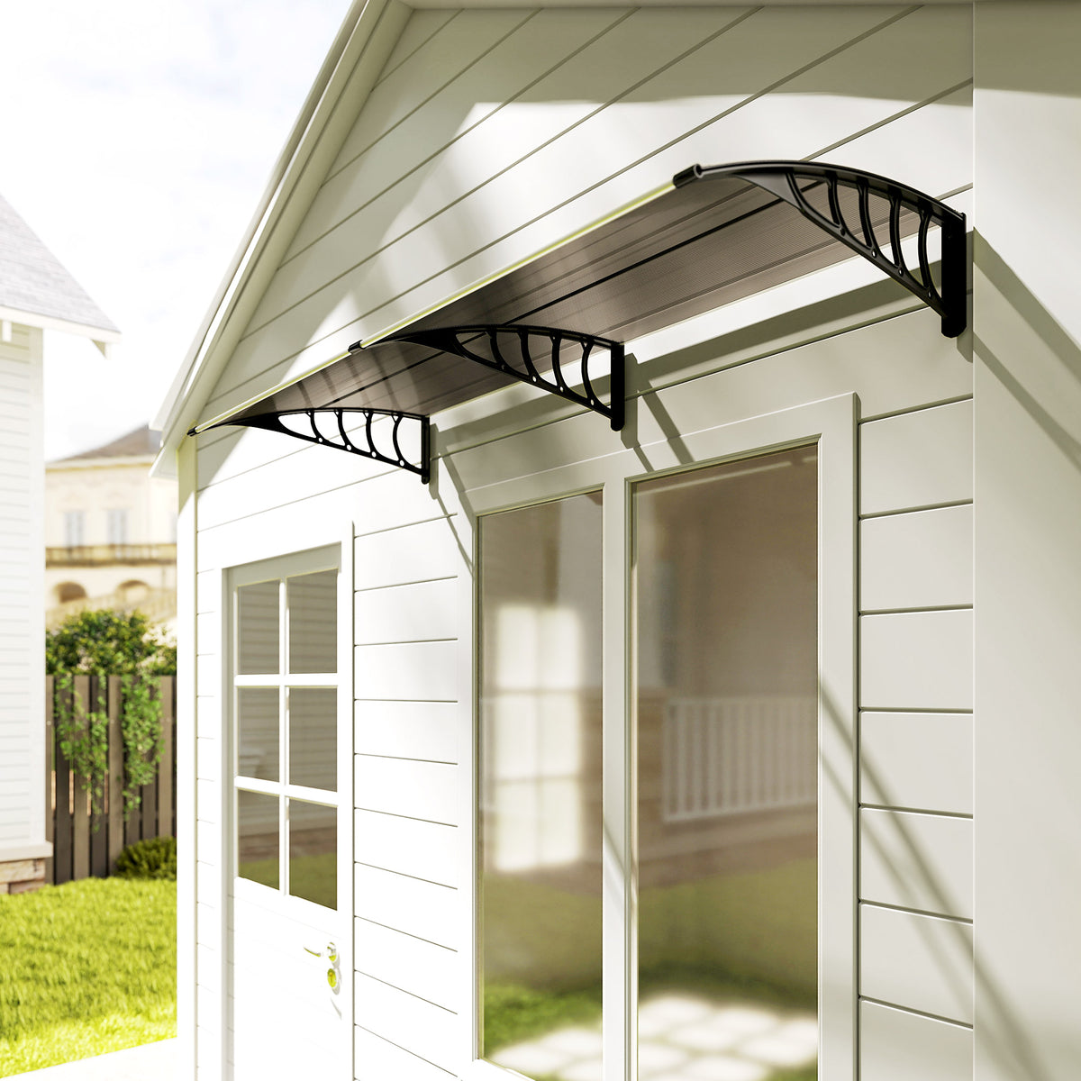 Marquesina Exterior Policarbonato Outsunny 200x96x27 Cm Marrón_4