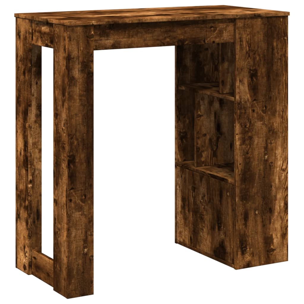 Mesa Alta Bar Con Estantes Roble Ahumado 102x50x103,5 Cm_4