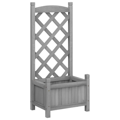 Jardinera Con Enrejado Gris 40x30x90 Cm Madera Maciza De Abeto_0
