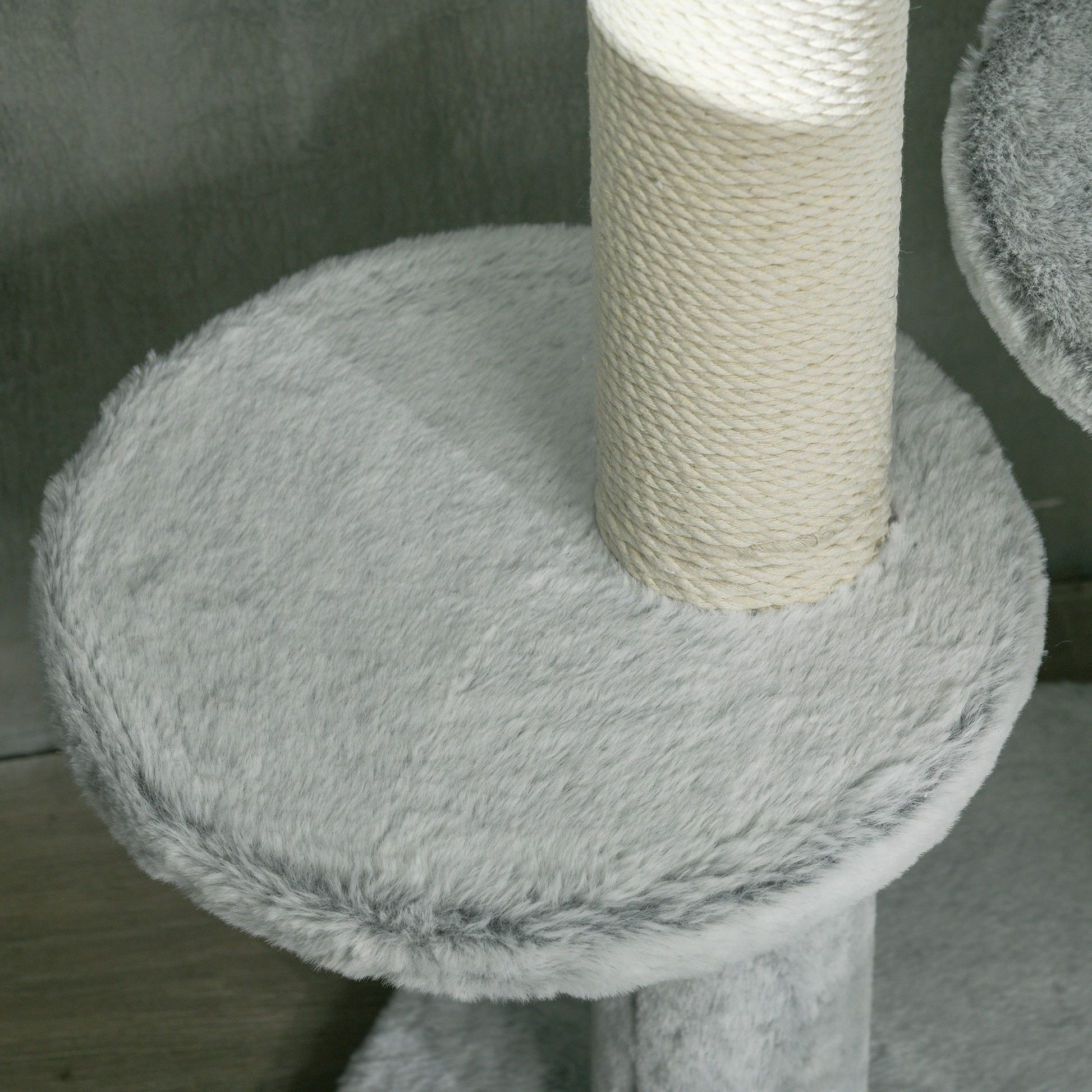 Pawhut Árbol Rascador Para Gatos De Suelo A Techo Ajustable Ø60x225-255 Cm Gris_4