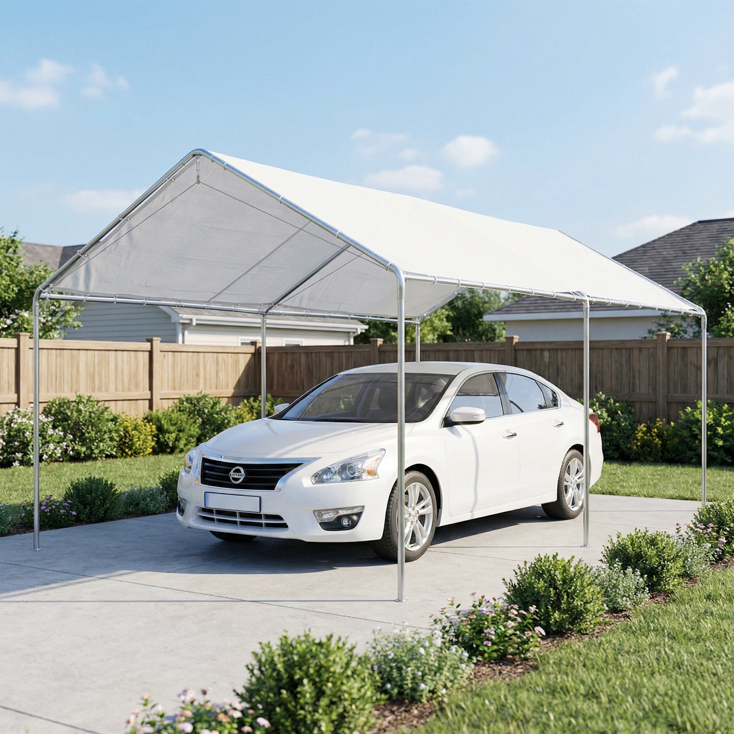 Outsunny Cochera Exterior 3x6m Con Toldo De Tela Pe Y Marco De Acero Galvanizado_3