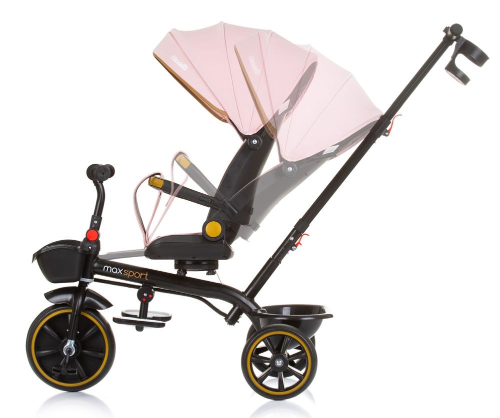 Triciclo Con Capota Y Mango Parental Max Sport Flamingo_2