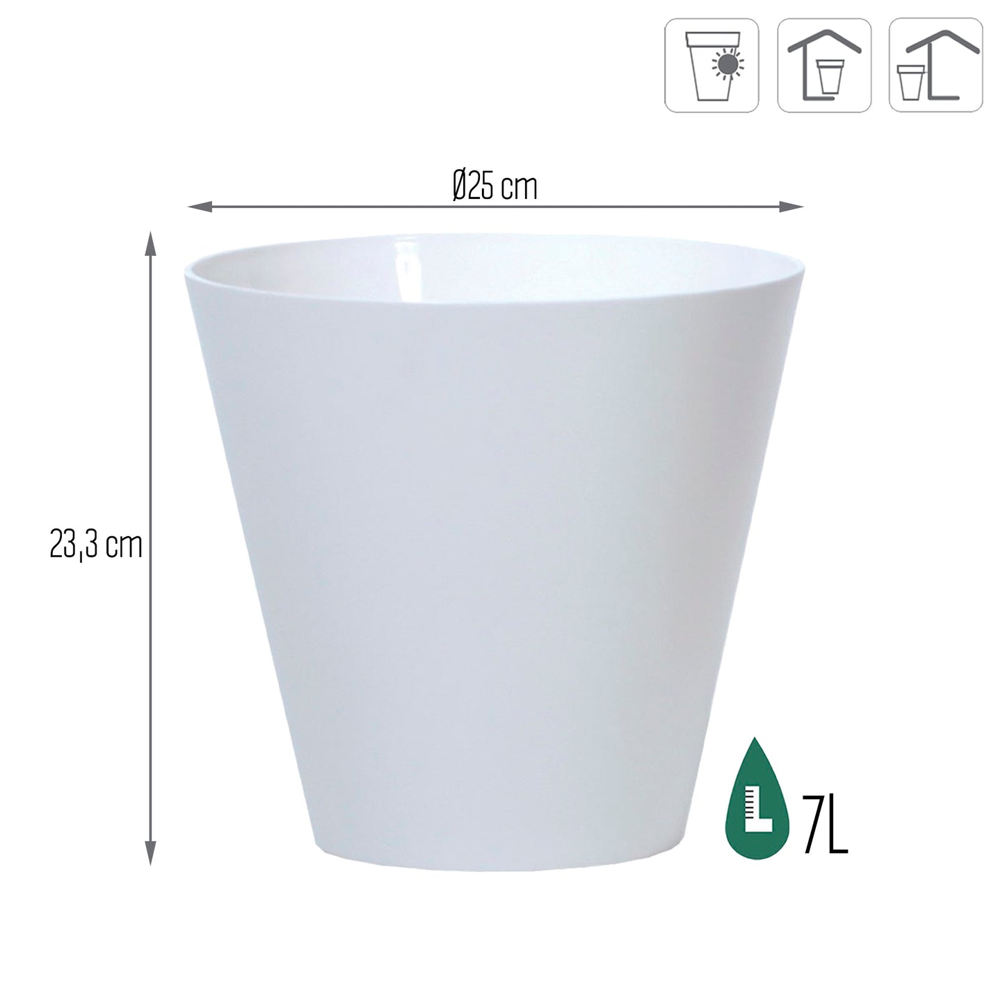 Maceta Tubus 7l., Dimensiones (mm) 250x250x233, Color Blanco_2