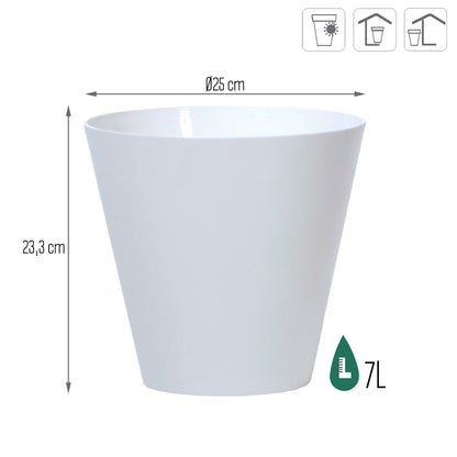 Maceta Tubus 7l., Dimensiones (mm) 250x250x233, Color Blanco_2