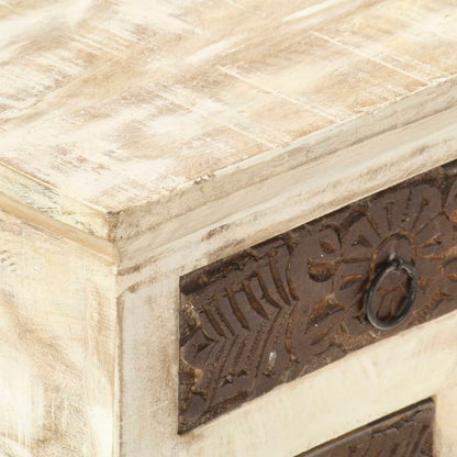 Mesa De Centro De Madera Maciza De Mango Blanca 68x68x30 Cm_2
