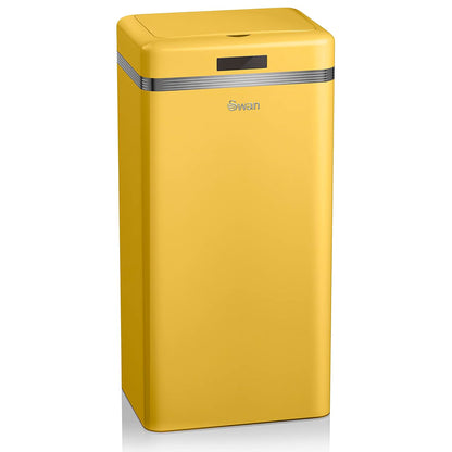 Cubo Basura Cocina Sensor De Apertura Automática, Metálico, Capacidad 45 Litros, Diseño Vintage, Swan, Swka4500yelneu, Amarillo_0