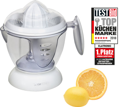 Exprimidor Eléctrico Citricos, Jarra Zumo 1,2 L, 2 Conos Prensado, Giro Cono En Ambas Direcciones Clatronic Zp3066 Blanco