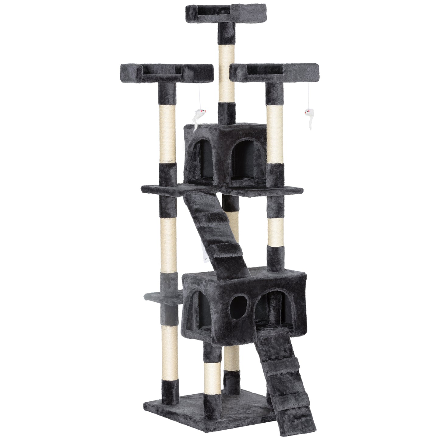 Pawhut Árbol Rascador Para Gatos Grande 49x49x173 Cm Con Múltiples Niveles Gris_0