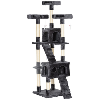Pawhut Árbol Rascador Para Gatos Grande 49x49x173 Cm Con Múltiples Niveles Gris_0