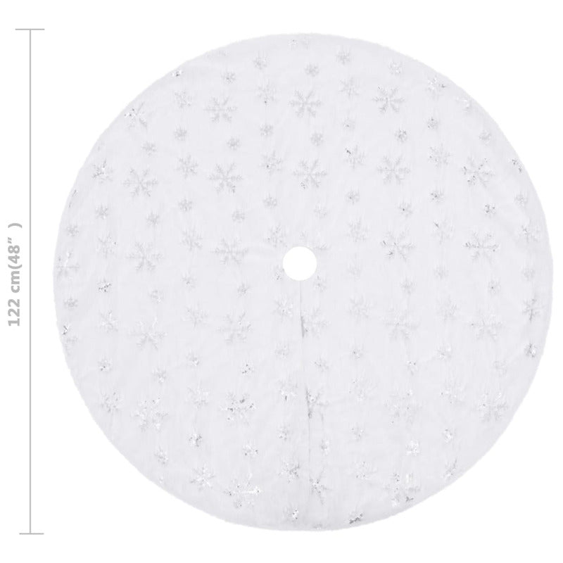 Vidaxl Falda De Árbol De Navidad De Lujo Blanca De 122 Cm De Piel Sintética_5