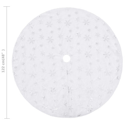 Vidaxl Falda De Árbol De Navidad De Lujo Blanca De 122 Cm De Piel Sintética_5