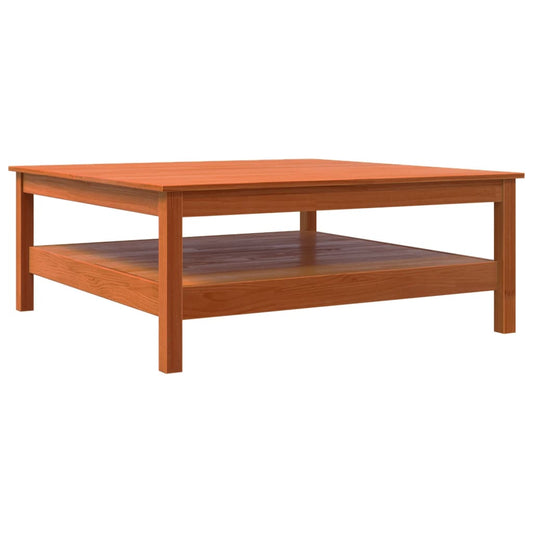 Mesa De Centro Madera Maciza De Pino Marrón Cera 100x100x40 Cm_0