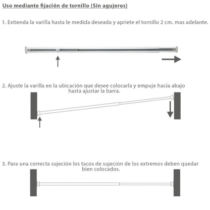 Barra Visillo Extensible 52.5/90 Cm. Con Muelle Presion Ajustable  (1 Pieza)