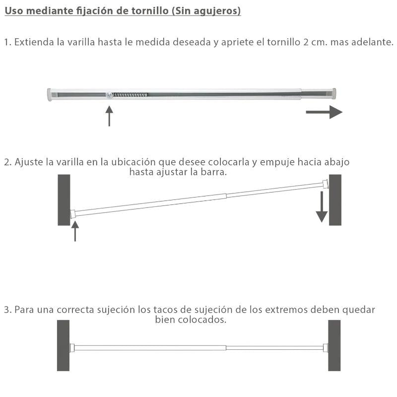 Barra Visillo Extensible 37.5/60 Cm. Con Muelle Presion Ajustable  (1 Pieza)_1