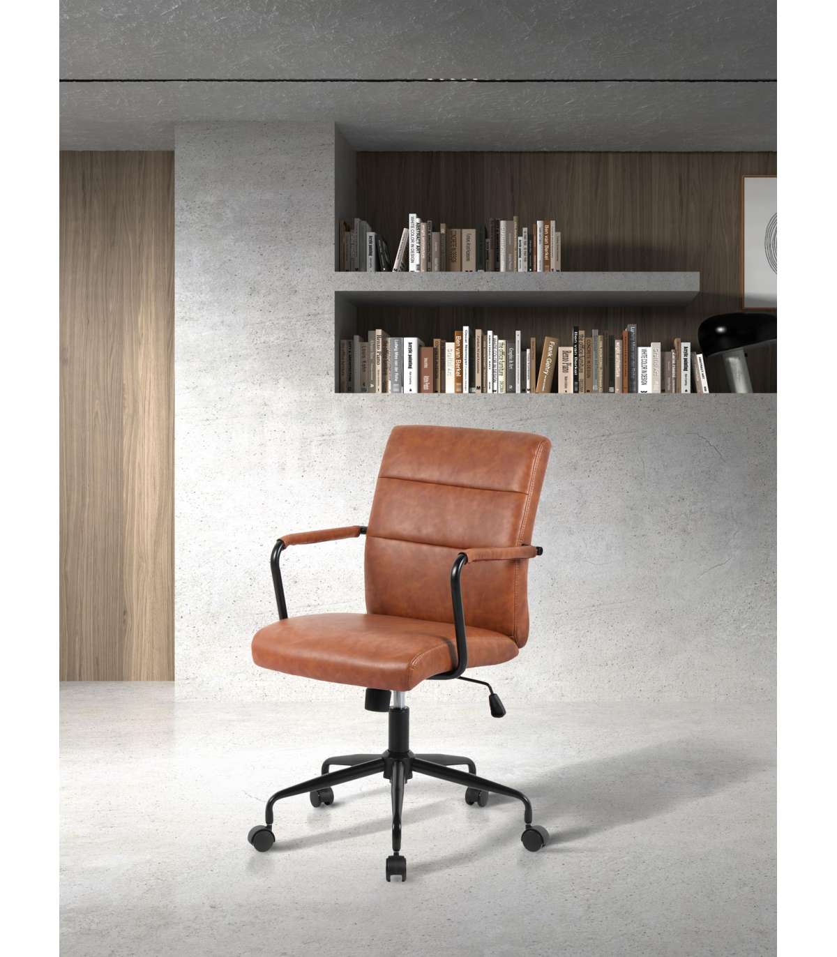 Silla Despacho Giratoria Elevable Acabado Polipiel Marrón, 64m(ancho) 91/99cm(altura) 70c_5