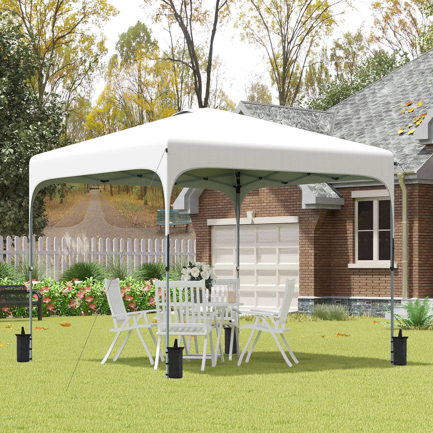 Outsunny Carpa Plegable 2,5x2,5x2,7 M Con Altura Ajustable Anti-uv Blanco_1