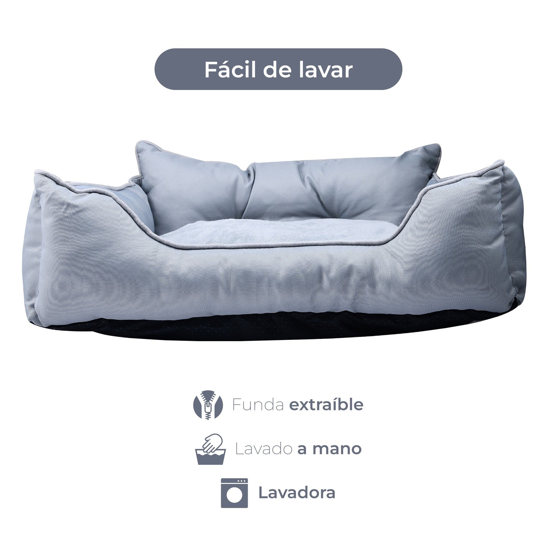 Cama Para Mascota 50x40x18cm Gris + Abrigo Negro Para Mascotas 25cm_2
