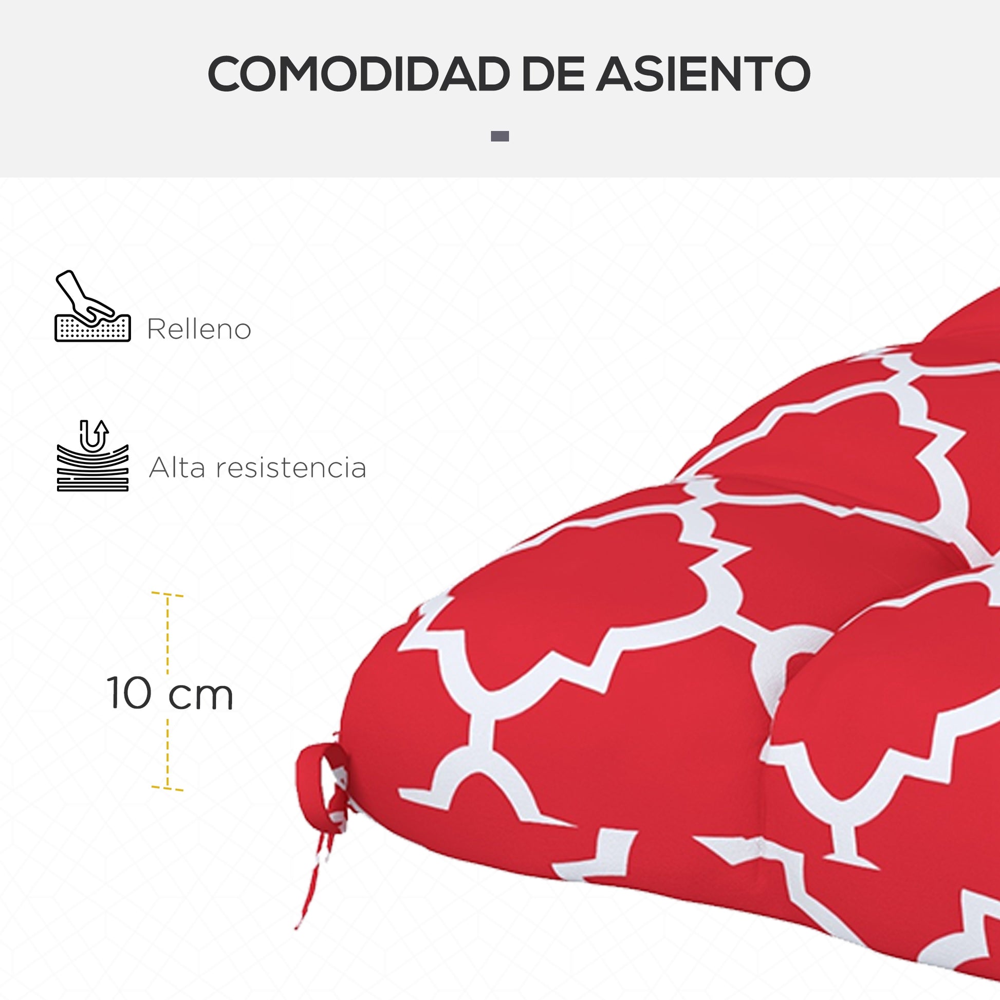 Outsunny Conjunto De Cojines Para Sillas De Comedor 48x48x7 Cm Rojo_5