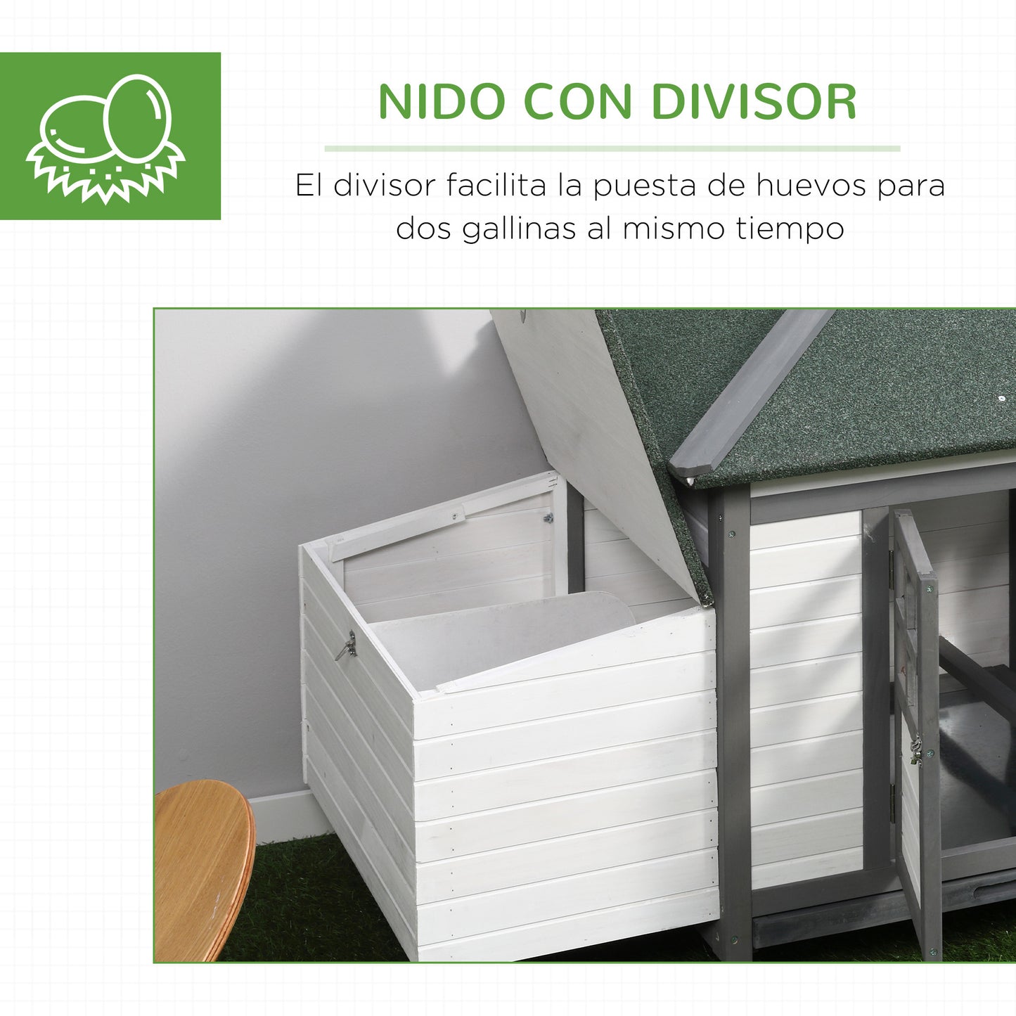 Pawhut Gallinero De Madera Con Caja Nido Espacio Para Correr 196x76x97cm Gris_5