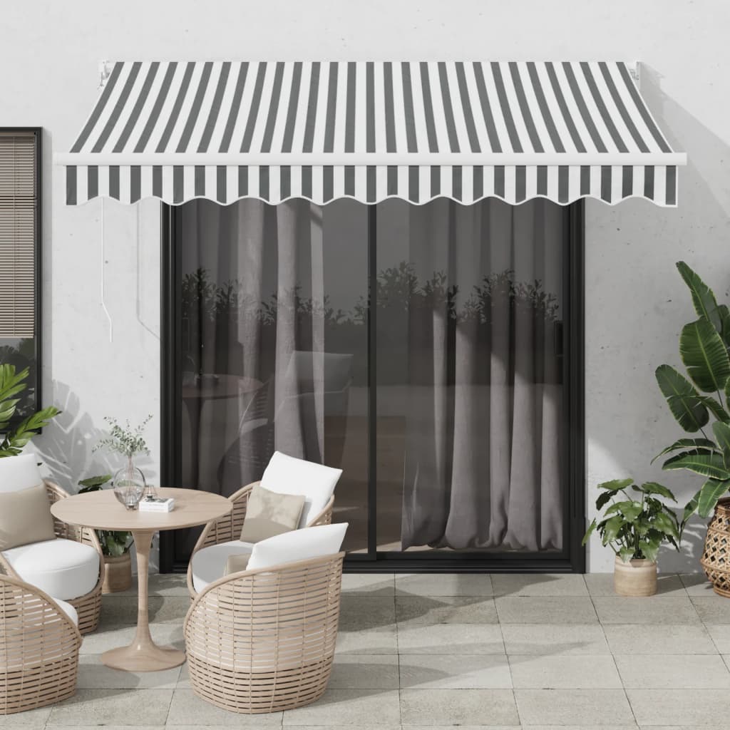 Toldo Retráctil Aluminio Y Tela Gris Antracita Y Blanco 3x2,5 M_1