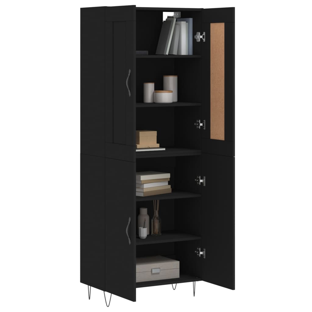 Aparador Alto Madera Contrachapada Negro 69,5x34x180 Cm_2