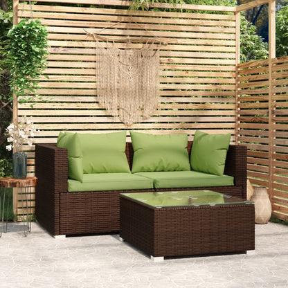 Vidaxl Set Muebles De Jardín 3 Piezas Y Cojines Ratán Sintético Marrón_1