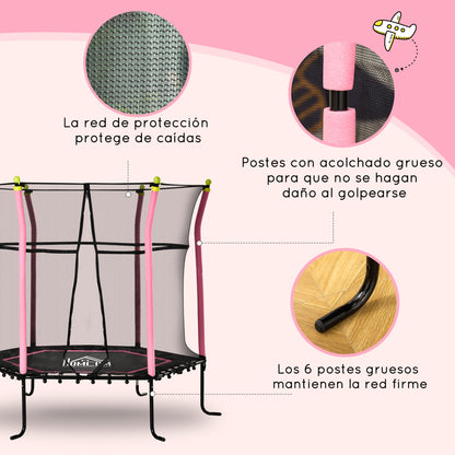 Homcom Trampolín Infantil Con Red De Seguridad Ø163,5x163,5 Cm Rosa_5