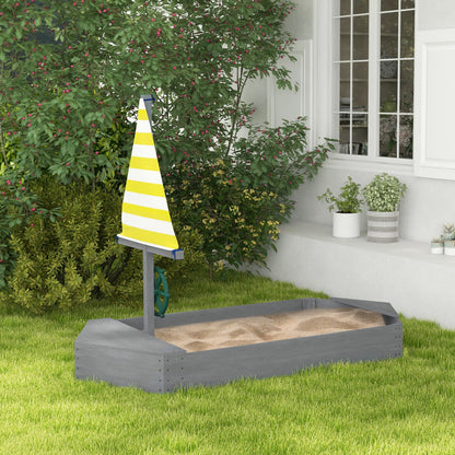 Outsunny Arenero Para Niños De Madera Con Bandera Y Timón 190x90x138 Cm Girs_1