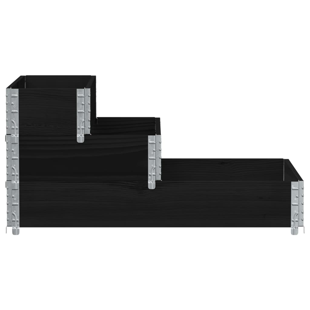 Arriate Elevado De 3 Niveles Madera Maciza Pino Negro 120x80 Cm_2
