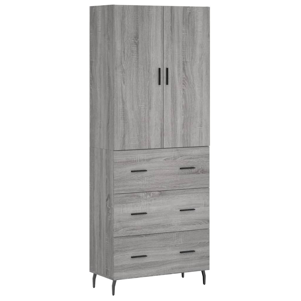 Aparador Alto Madera Contrachapada Gris Sonoma 69,5x34x180 Cm_1