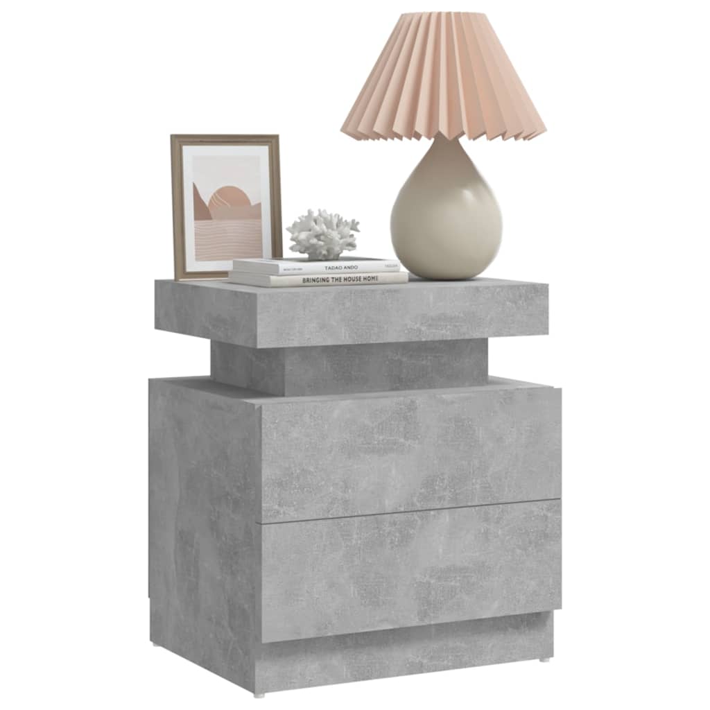 Mesita De Noche Madera De Ingeniería Gris Hormigón 45x35x52 Cm_1