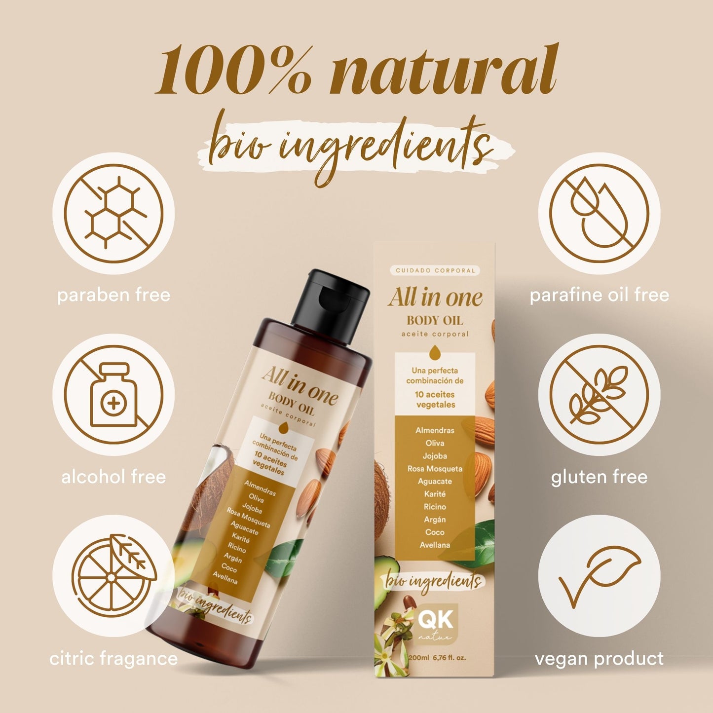 QKnatur - Aceite Corporal All In One - 200ml - Mejora La Apariencia De Cicatrices | Prevención De Manchas Y Estrías_5