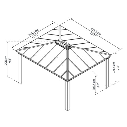 Gazebo sombreado cenador Dallas 360x422 cm