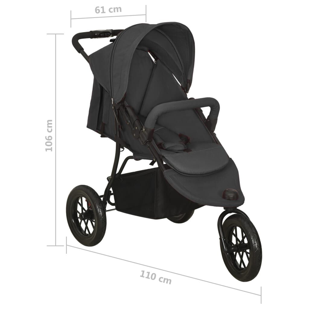 Vidaxl Cochecito De Bebé De Acero Gris Antracita_2