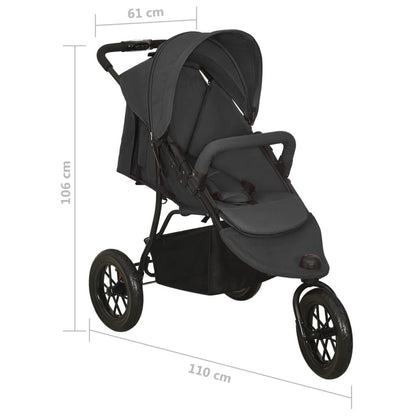 Vidaxl Cochecito De Bebé De Acero Gris Antracita_2
