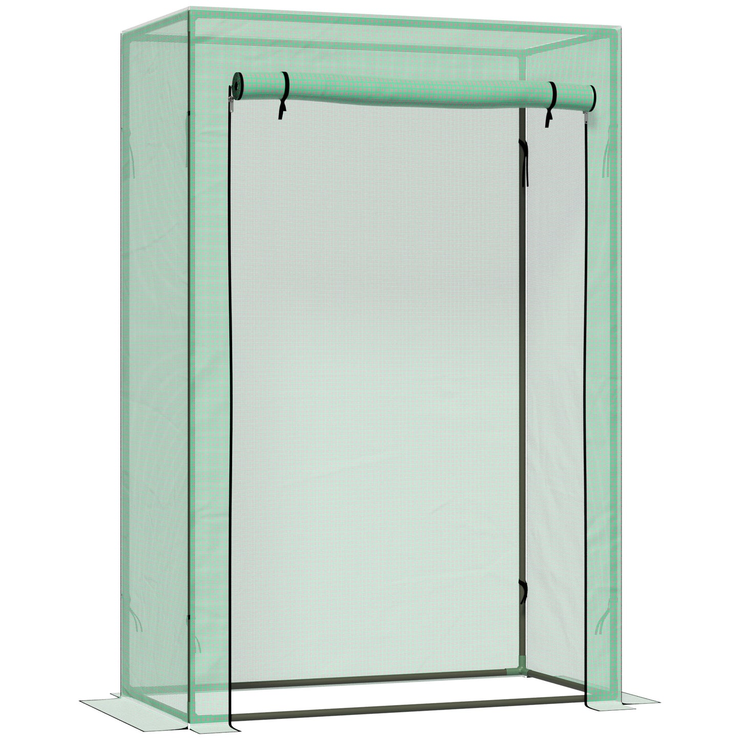 Outsunny Invernadero Con Puerta Enrollable De Acero Y Pe 100x50x150 Cm Verde_0