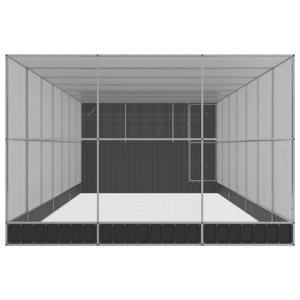 Vidaxl Pajarera Con Extensión Acero Plateado 911x303x216 Cm_3