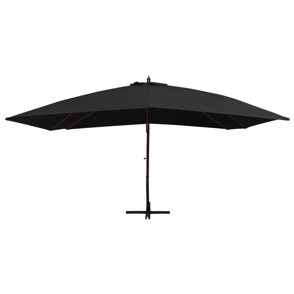 Vidaxl Sombrilla De Jardín Colgante Con Palo De Madera Negro 4x3 M_1