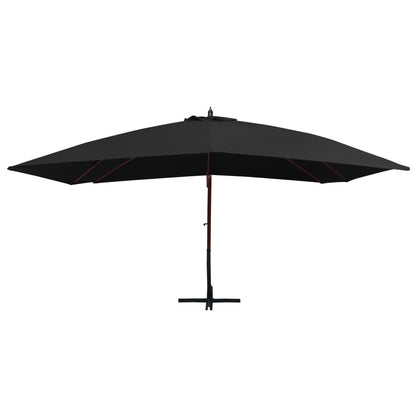 Vidaxl Sombrilla De Jardín Colgante Con Palo De Madera Negro 4x3 M_1