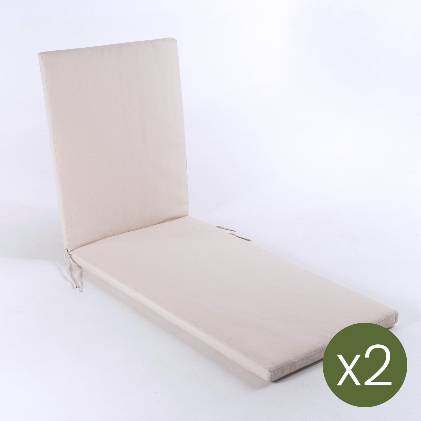 Pack 2 Cojines Para Tumbona De Exterior Estándar Lux Color Crema, Tamaño 196x60x5 Cm, Repelente Al Agua, Desenfundable_2
