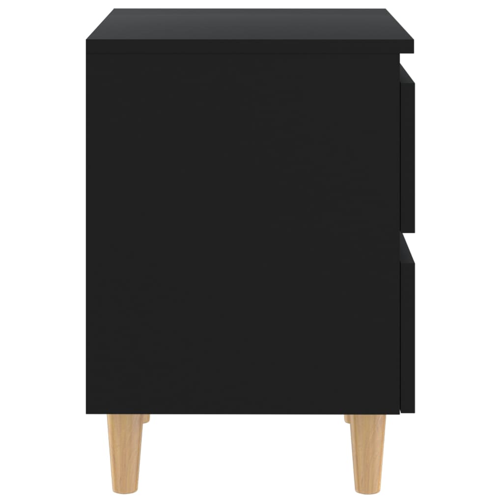 Mesitas De Noche 2 Uds Con Patas Madera Pino Negro 40x35x50 Cm_3