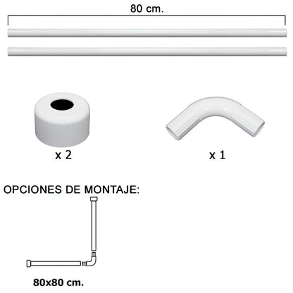Barra Para  Cortina Ducha Universal Aluminio Blanco 80x80 Cm._1