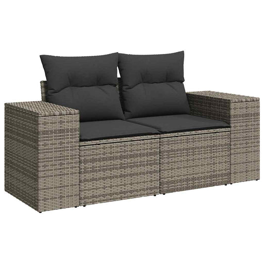 Set De Sofás De Jardín 7 Pzas Con Cojines Ratán Sintético Gris / Vetonek_0