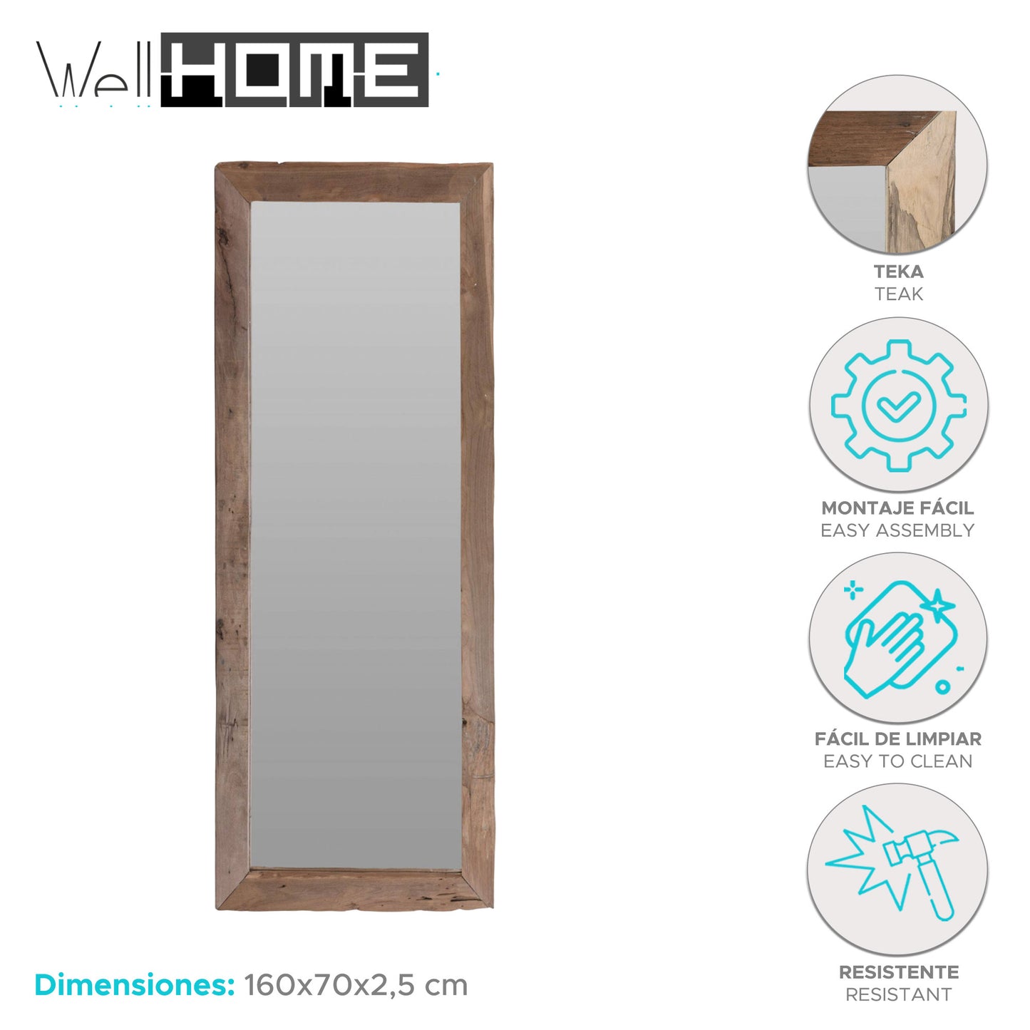 Well Home Espejo Rustico Teka 160x70cm_1