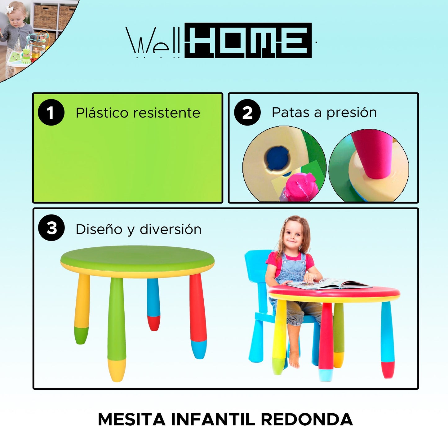 Mesita Infantil Rectangular Verde, Y 2 Sillas