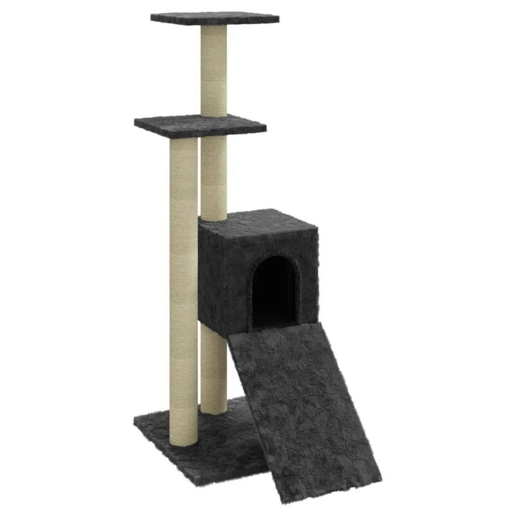 Vidaxl Rascador Para Gatos Con Postes De Sisal Gris Oscuro 92 Cm_0
