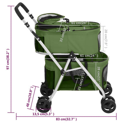 Vidaxl Cochecito Doble De Perros Plegable Tela Oxford Verde 83x48x97cm_2